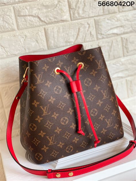 louis vuitton red bucket bag